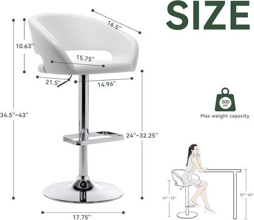 Adjustable Swivel Bar Stool with Arms and Footrest