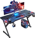 63 Inch Gaming Desk With LED Lights Carbon Fiber Desktop