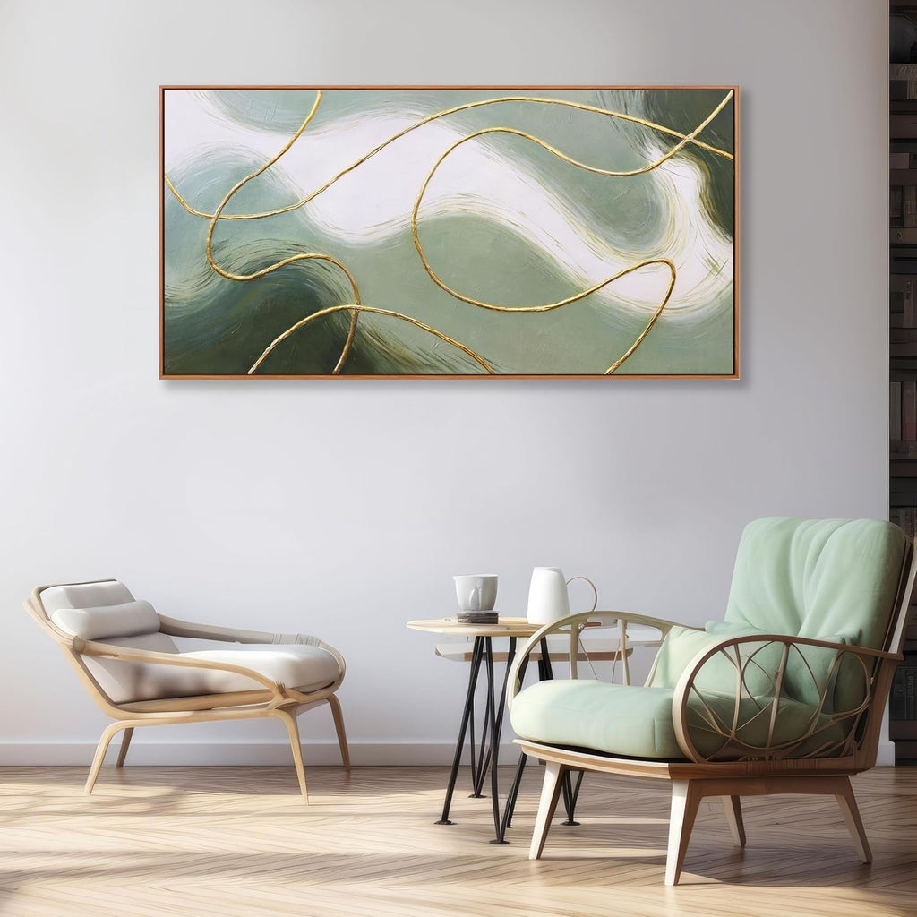 40x20 Abstract Contemporary Canvas Wall Art Emerald