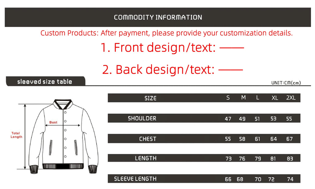 Custom personalise your brand logo print , hiphop baseball jackets,  Funny Christmas Thanksgiving gifts for Friends