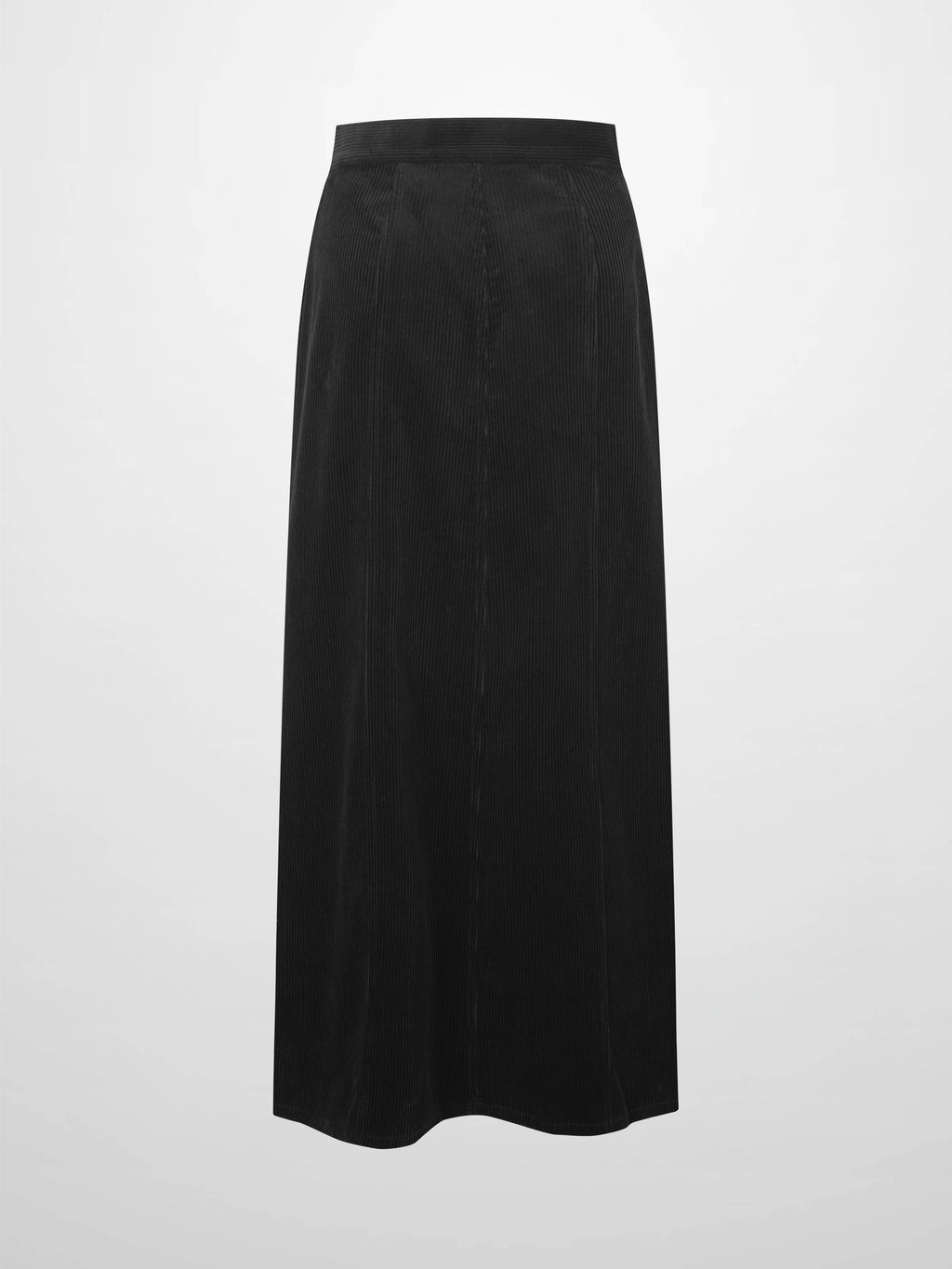 Button Down A-Line Corduroy Skirt-Black