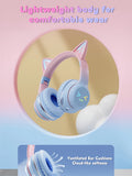 GENAI Wireless Headphones With LED Cat Ear Design, Cute Headset For Girls And Teenagers, Suitable For Music, Gaming, Video And Daily Use