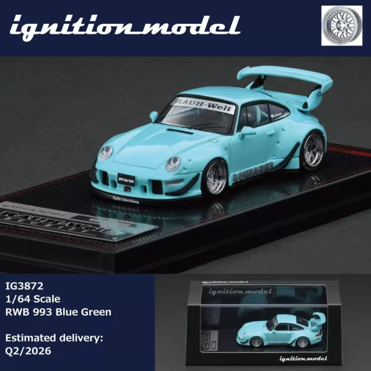 Ignition Model 1:64 Porsche 911 RWB 993 "Blue Green" Diecast Model Car #IG3872 In Stock Ready To Ship