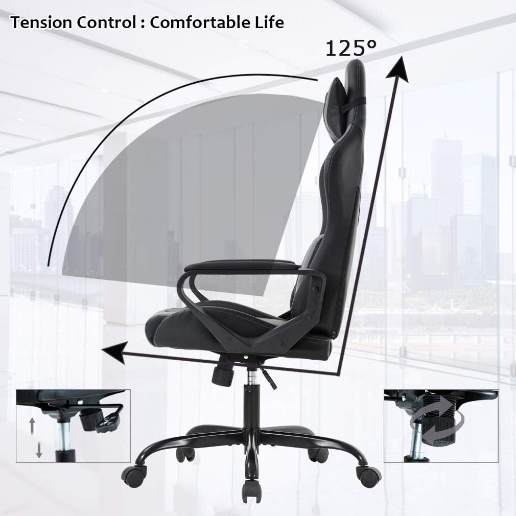 Gaming Chair With Ergonomic Adjustable Lumbar Support