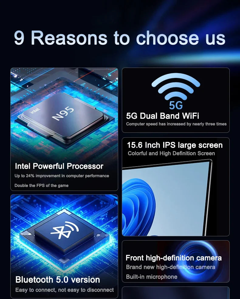 14.1" 120Hz Laptop Intel N95 32GB RAM 2TB SSD Fingerprint Unlock Backlit Keyboard Windows Portable Notebook