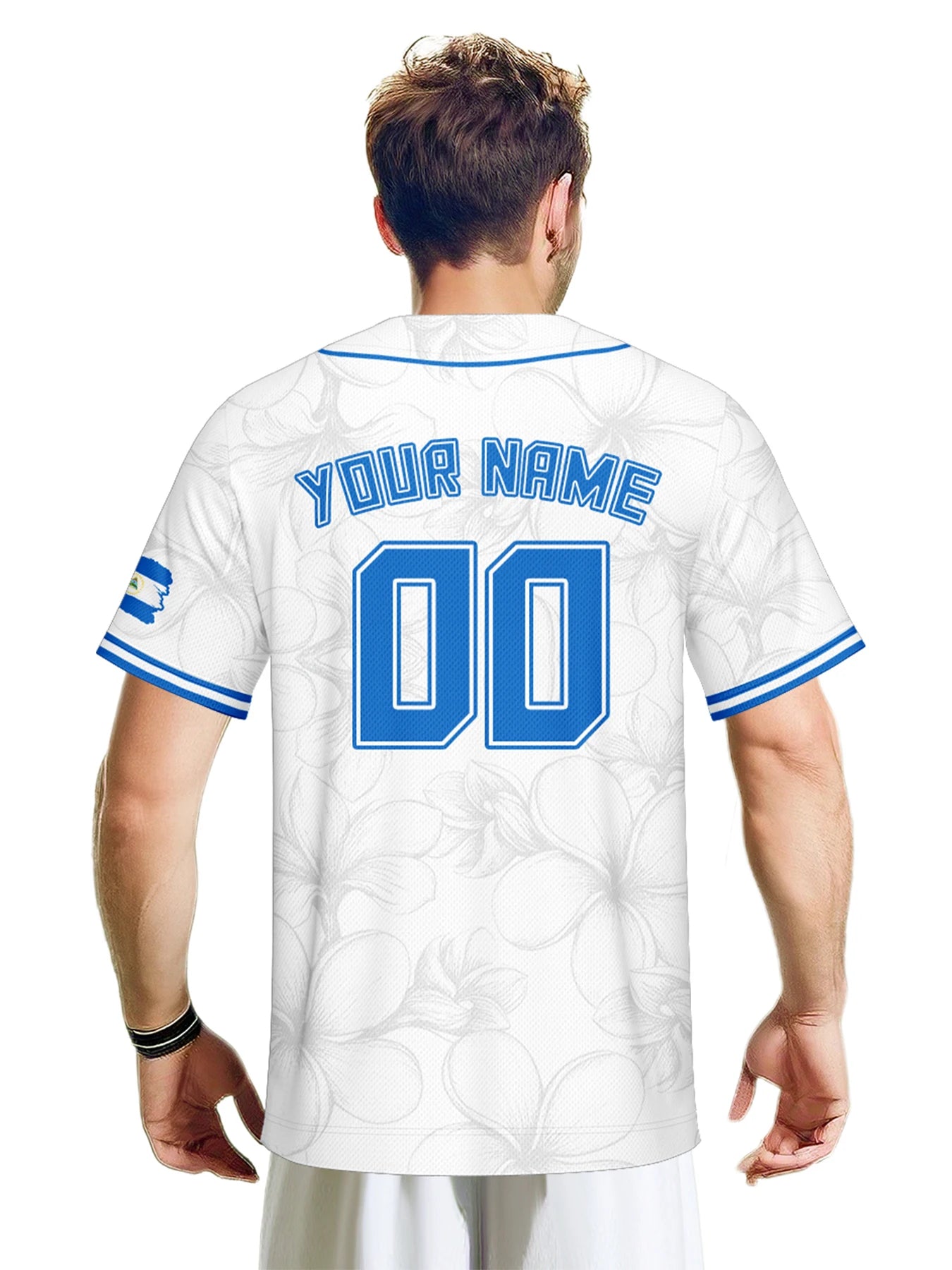 Personalized Nicaragua Baseball Jersey Custom Name Number Flag Inspired Button Down Baseball Shirt Sportwear for Men