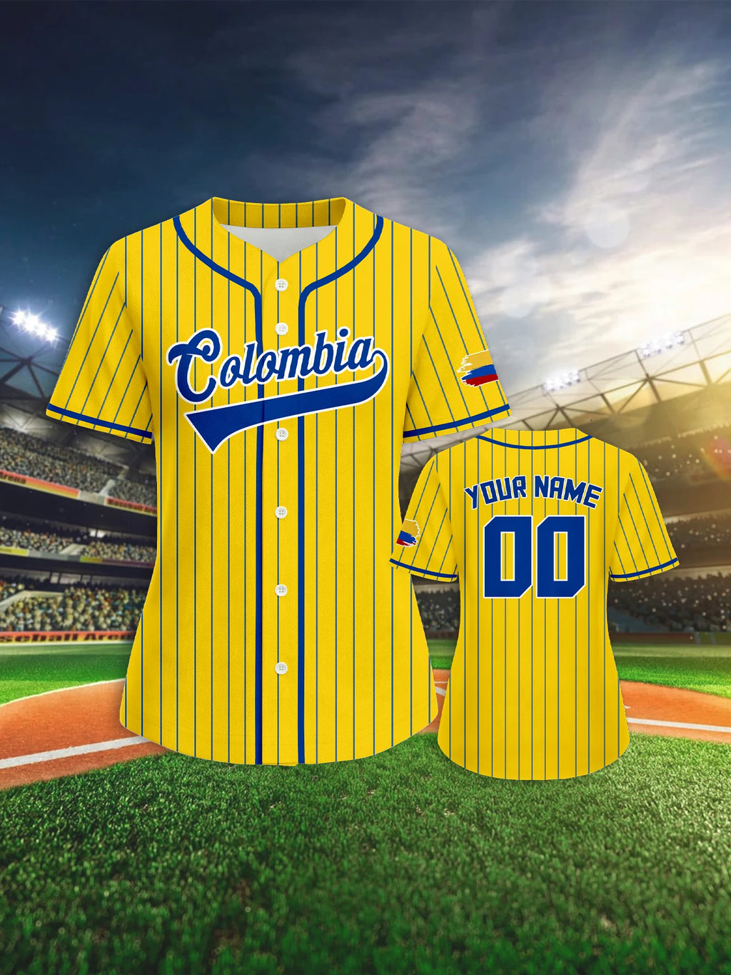 Custom Colombia Baseball Jersey for Women Personalized Baseball Uniform with Name Number Button Down Baseball Shirt Sportwear