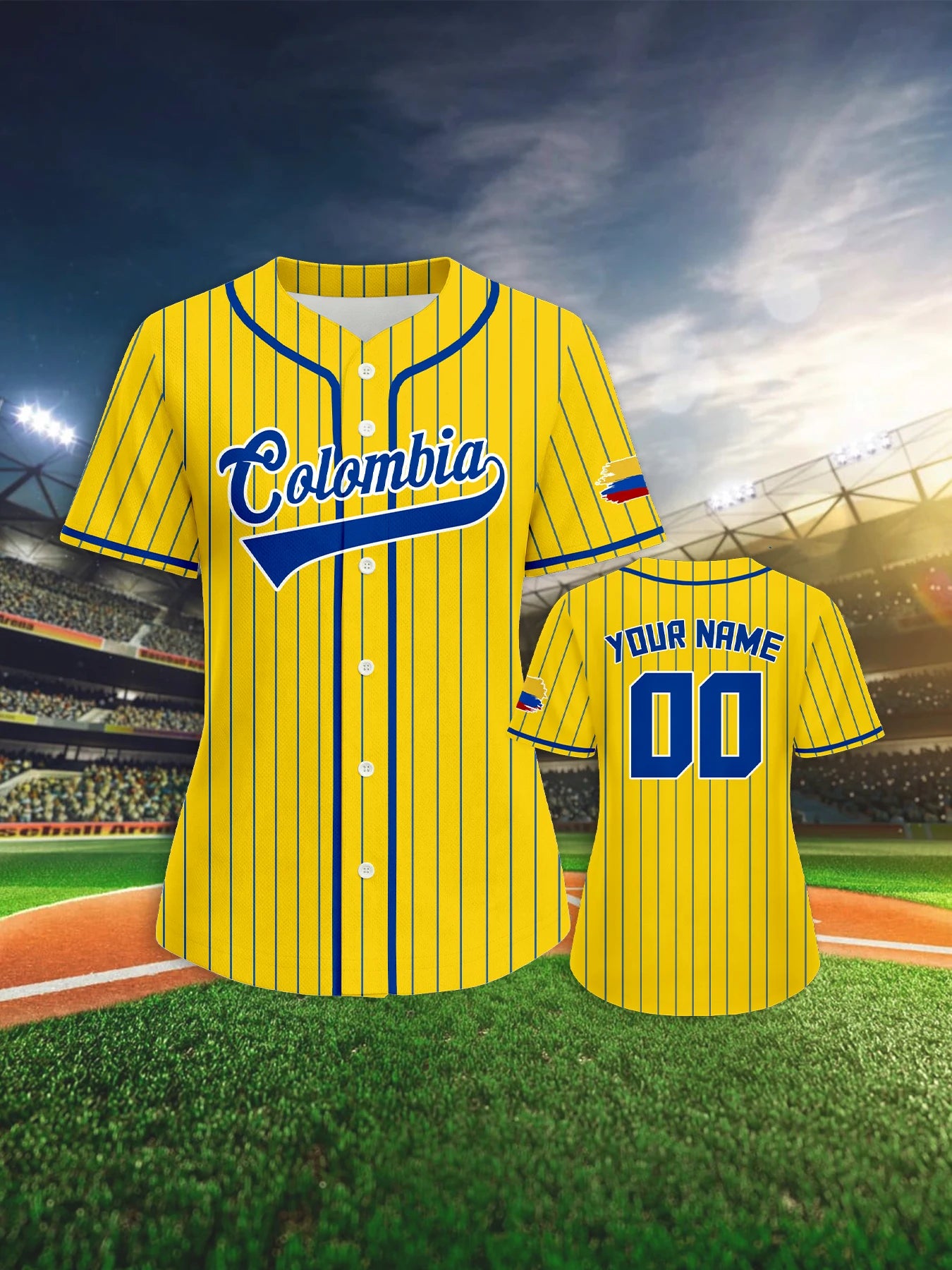 Custom Colombia Baseball Jersey for Women Personalized Baseball Uniform with Name Number Button Down Baseball Shirt Sportwear
