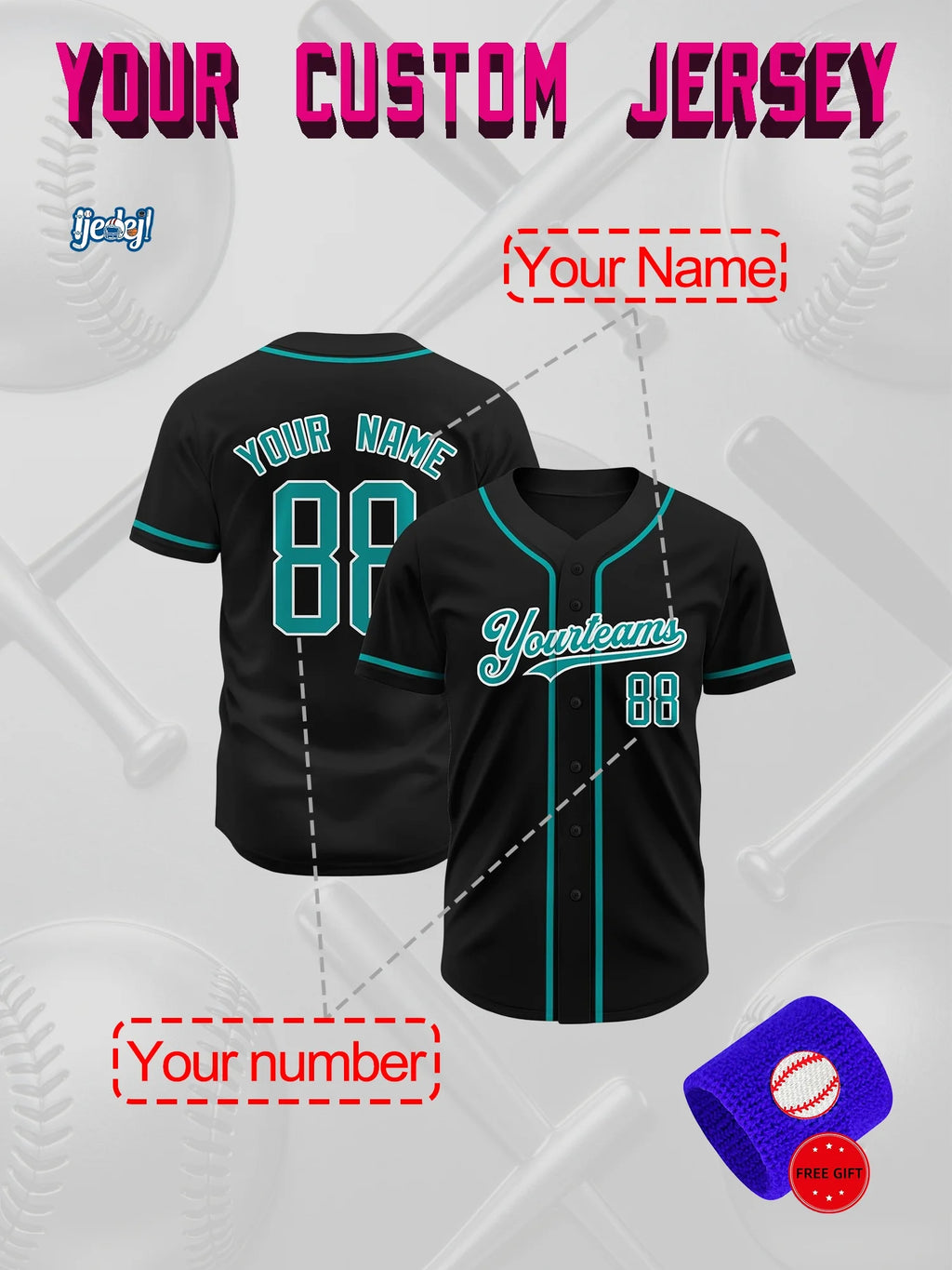 Custom baseball uniforms, custom baseball jerseys, everyday short-sleeve shirts for men and women, custom names and logos