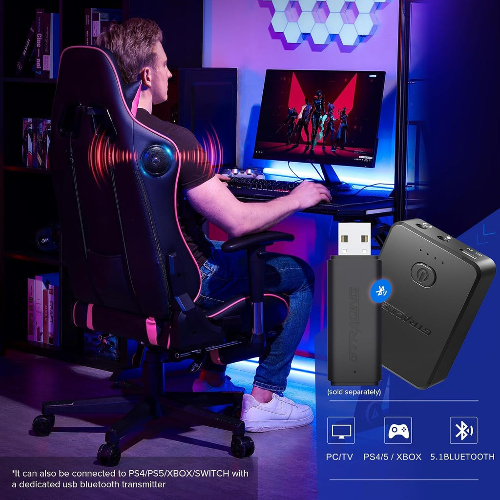 Gaming Chair with Footrest Speakers Video Game Chair Bluetooth Music Heavy Duty Ergonomic Computer Office Desk Chair (Colorful)