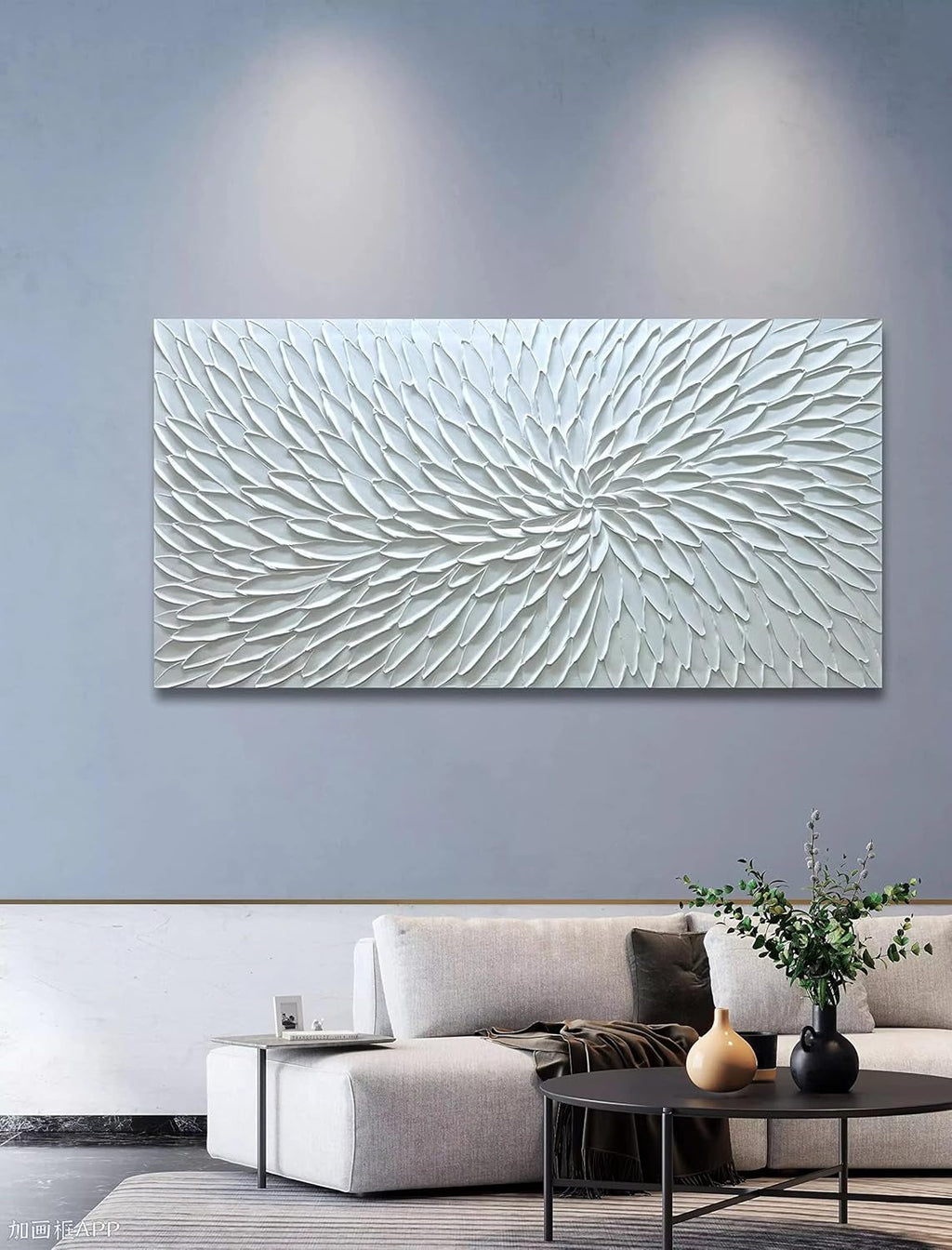 Intricately Textured White FloralImpression Canvas Wall Art