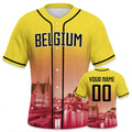 Men's Belgium Custom Baseball Jersey Personalized Name Number Comfort Shirt with City Night View for Baseball Fans Gift