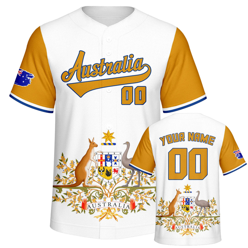 Personalized Australia Baseball Jersey Custom Name Number Flag Inspired Button Down Baseball Shirt Sportwear for Men