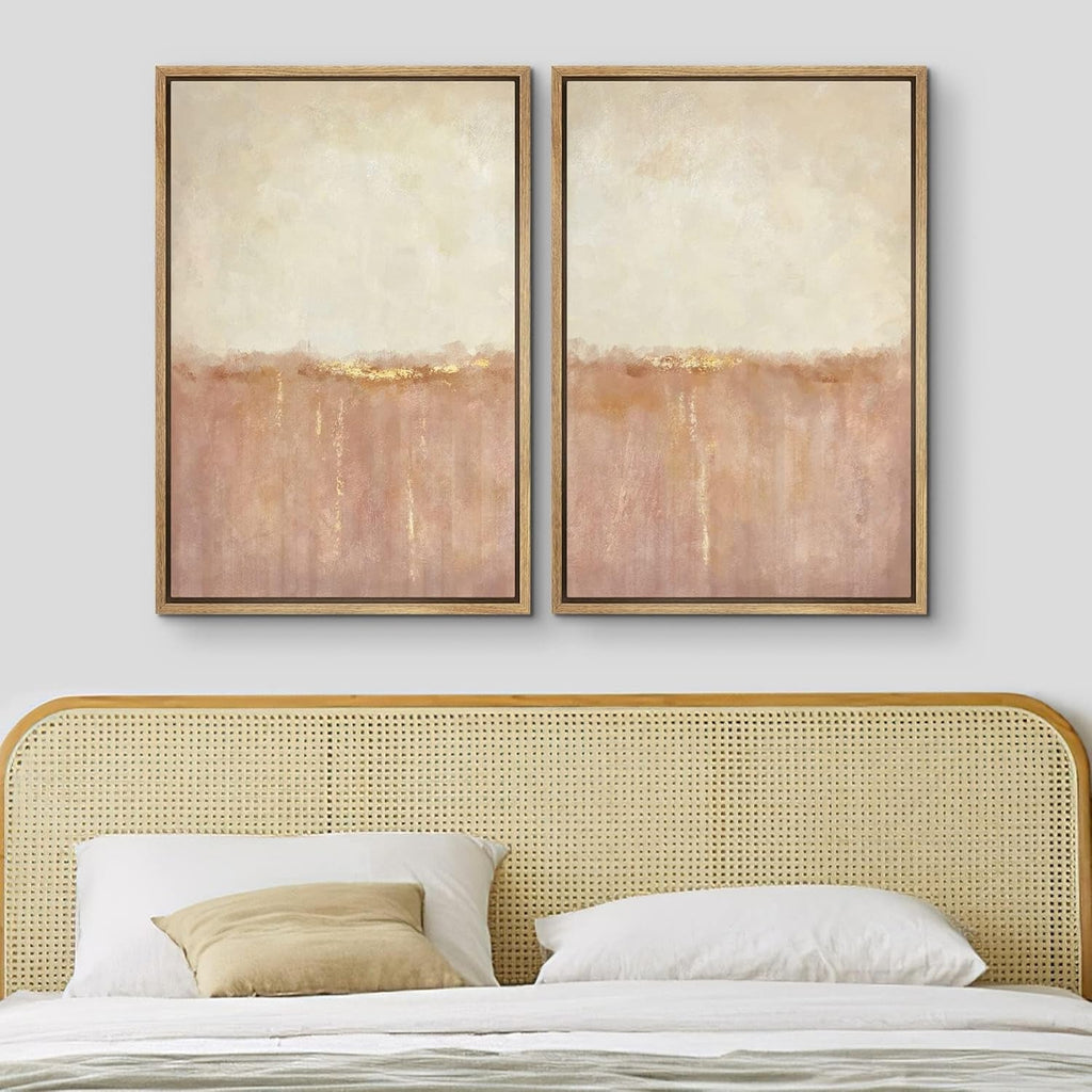 Framed Canvas Wall Art 24x36 Pastel Red Landscape Art