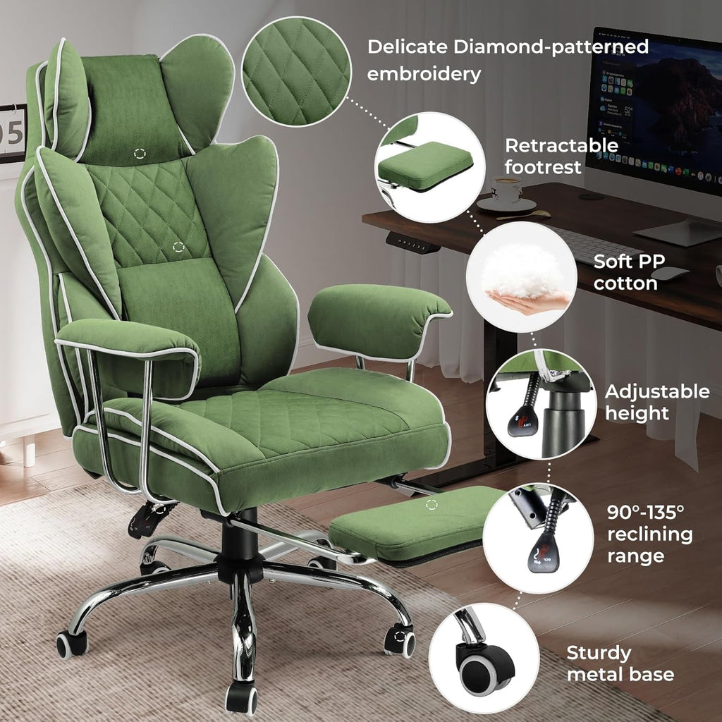 Big And Tall Gaming Chair Green With Lumbar Support