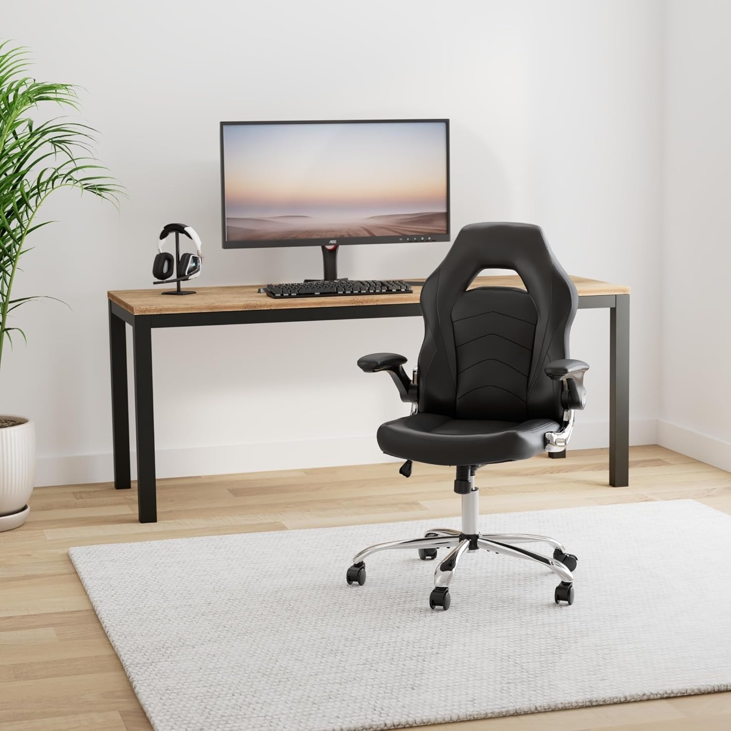 Ergonomic Gaming Chair With Height Adjustability Black