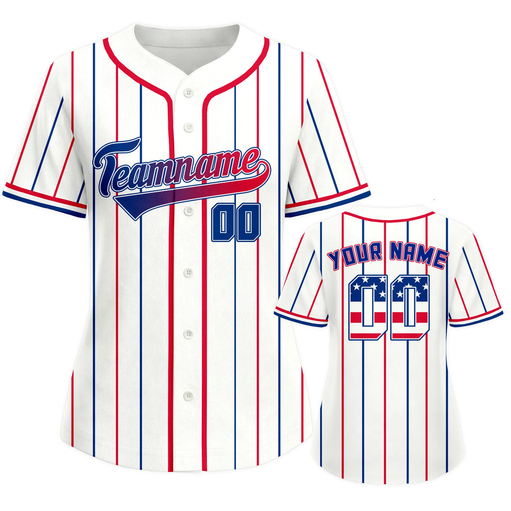 Custom USA Baseball Jersey for Women 4th of July Button Down Baseball Shirt with Personalized Name Number