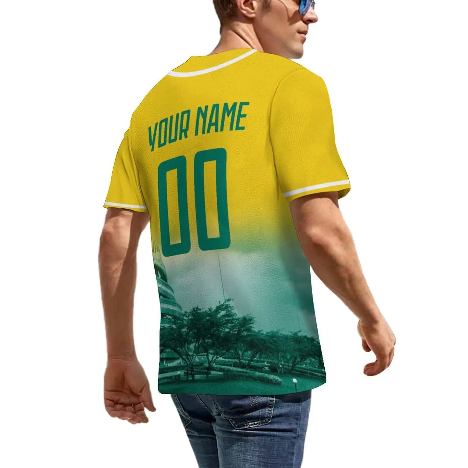 Custom Cameroon Baseball Jersey with City Skyline Personalized Name Number Baseball Shirt for Men Women Youth Kids