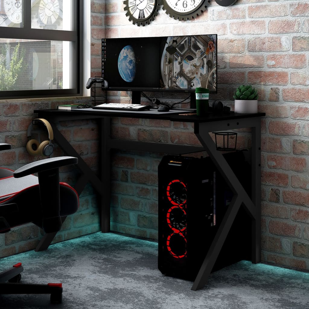vidaXL Gaming Desk with K Shape Legs Home Office Computer Table Furniture