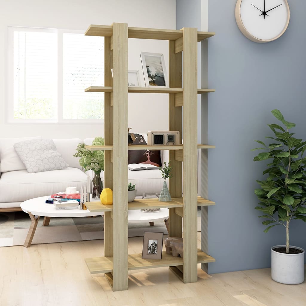 NNEVL Book Cabinet/Room Divider Sonoma Oak 80x30x160 cm Engineered Wood
