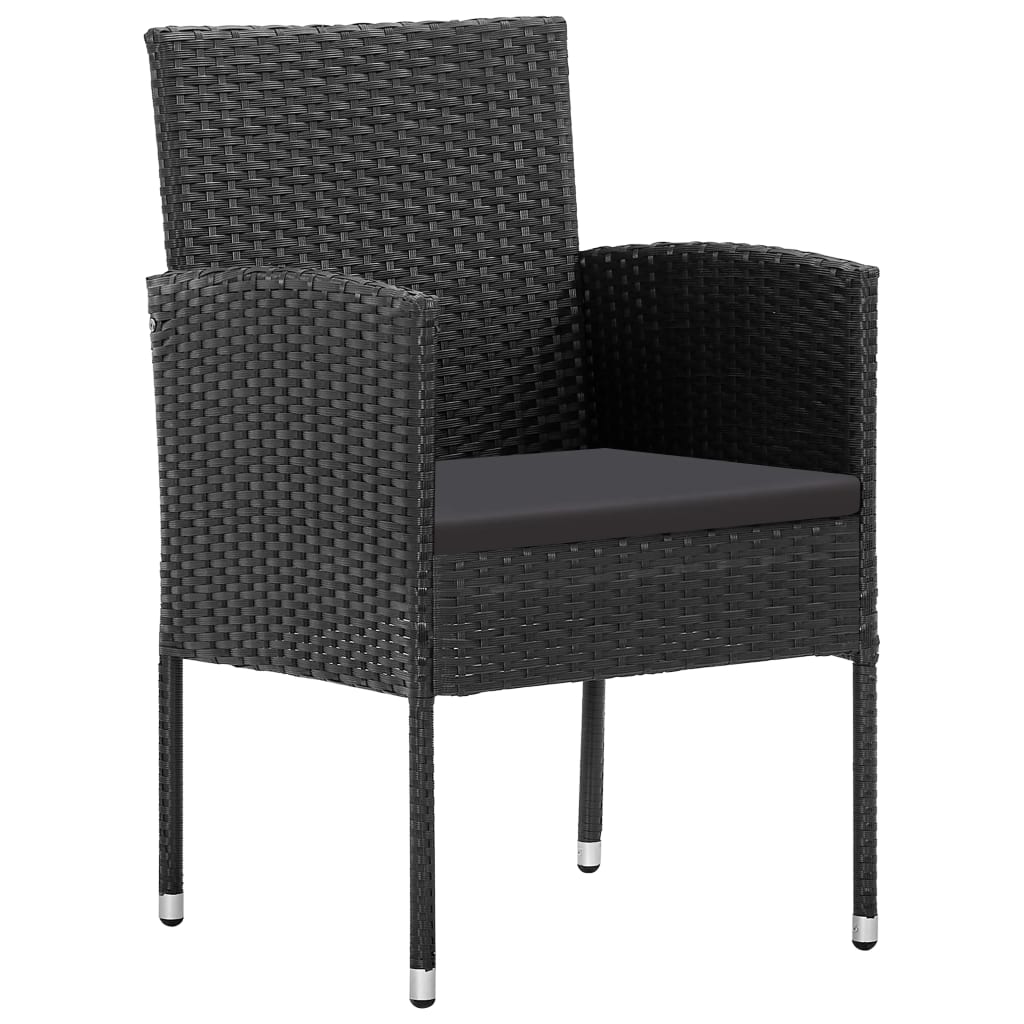 NNEVL Garden Chairs with Black Cushions 4 pcs Black Poly Rattan