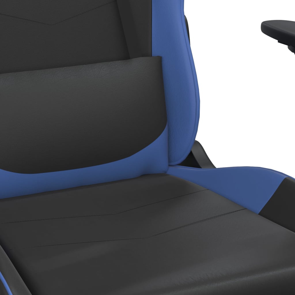 vidaXL Massage Gaming Chair with Footrest Black Faux Leather