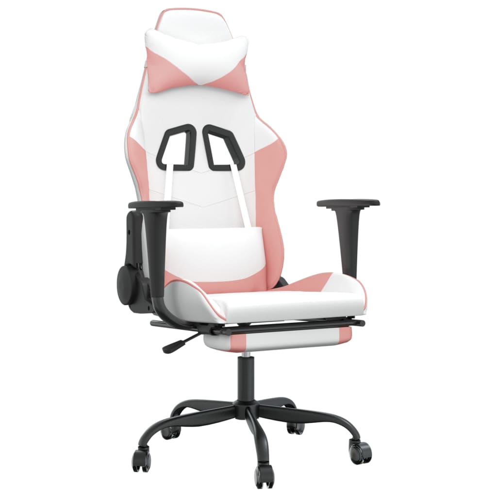 vidaXL Massage Gaming Chair with Footrest Black Faux Leather