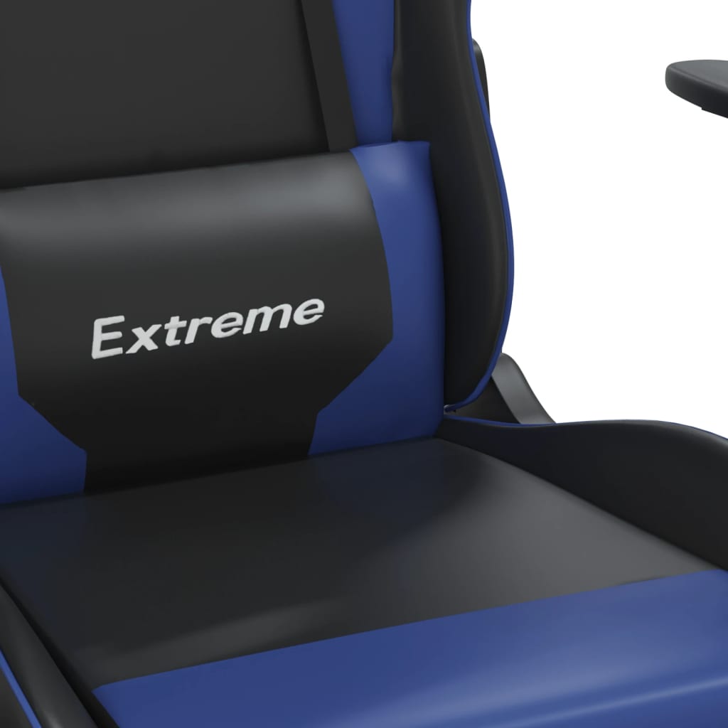vidaXL Massage Gaming Chair with Footrest Black Faux Leather