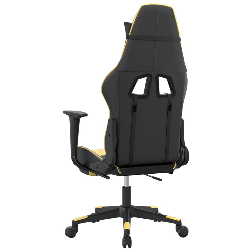 vidaXL Massage Gaming Chair with Footrest Black Faux Leather