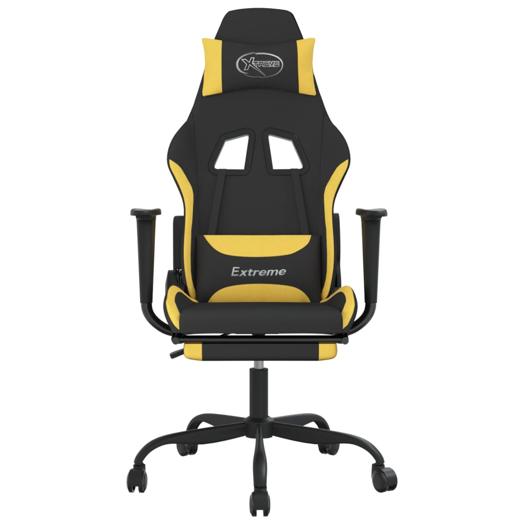 vidaXL Massage Gaming Chair with Footrest Black Fabric
