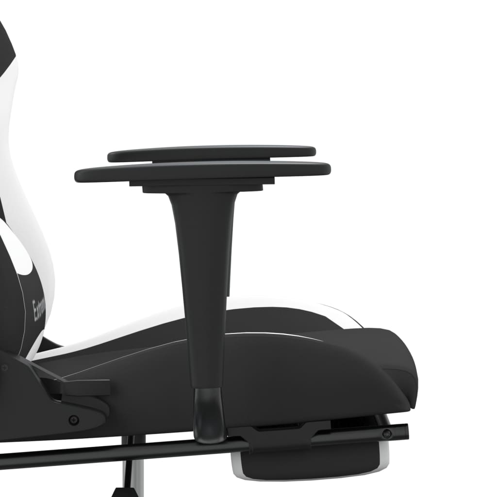 vidaXL Massage Gaming Chair with Footrest Black Fabric
