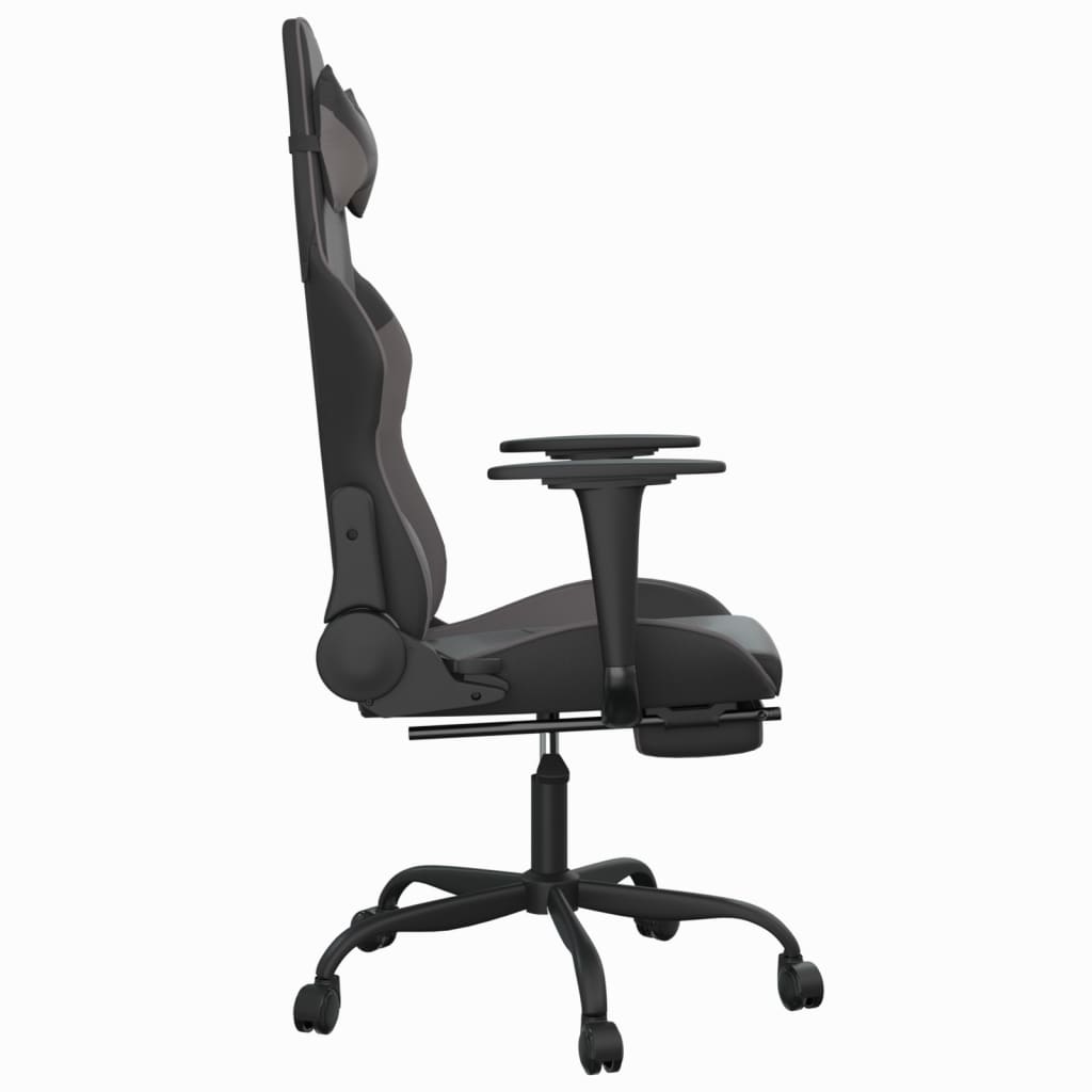 vidaXL Gaming Chair with Footrest Black and Gray Faux Leather