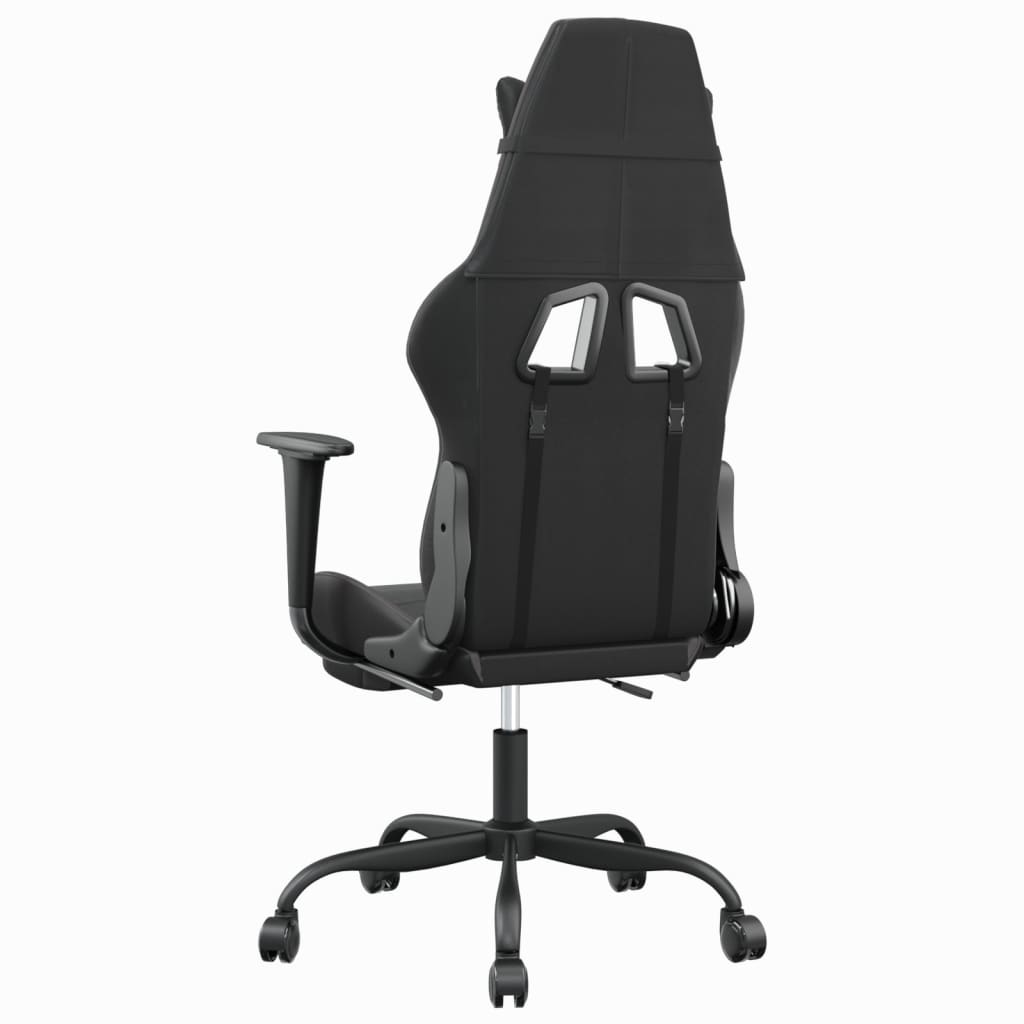 vidaXL Gaming Chair with Footrest Black and Gray Faux Leather
