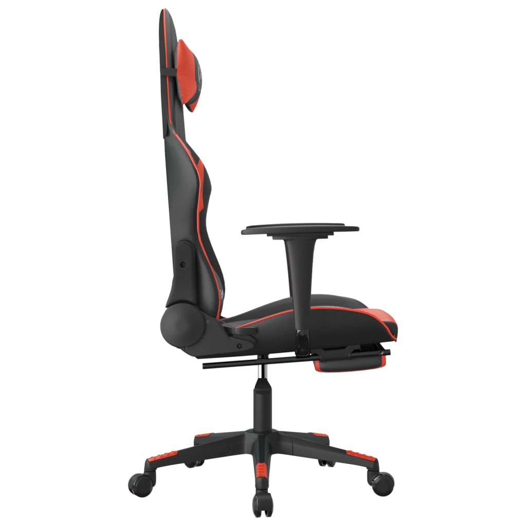 vidaXL Gaming Chair with Footrest Black and Red Faux Leather