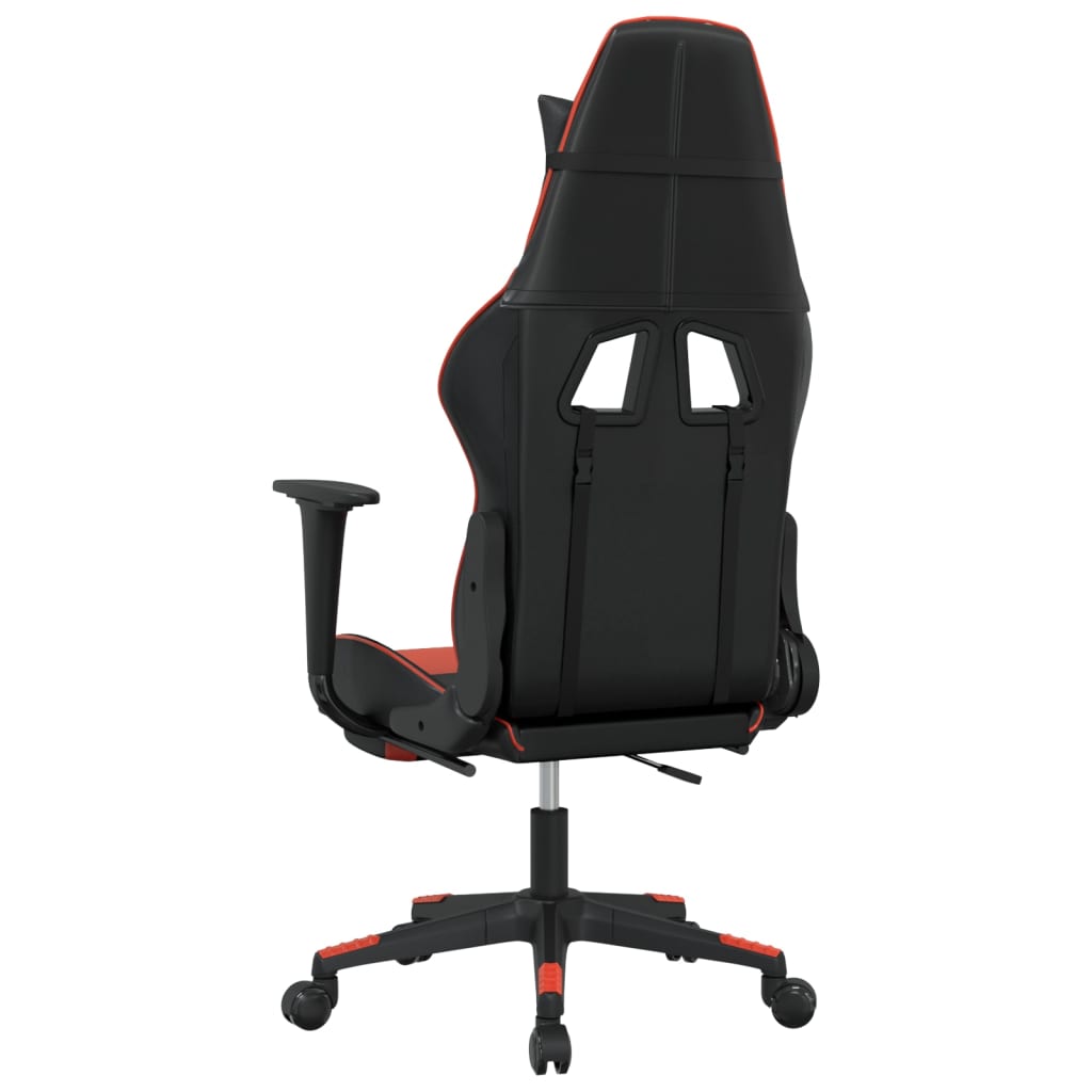 vidaXL Gaming Chair with Footrest Black and Red Faux Leather