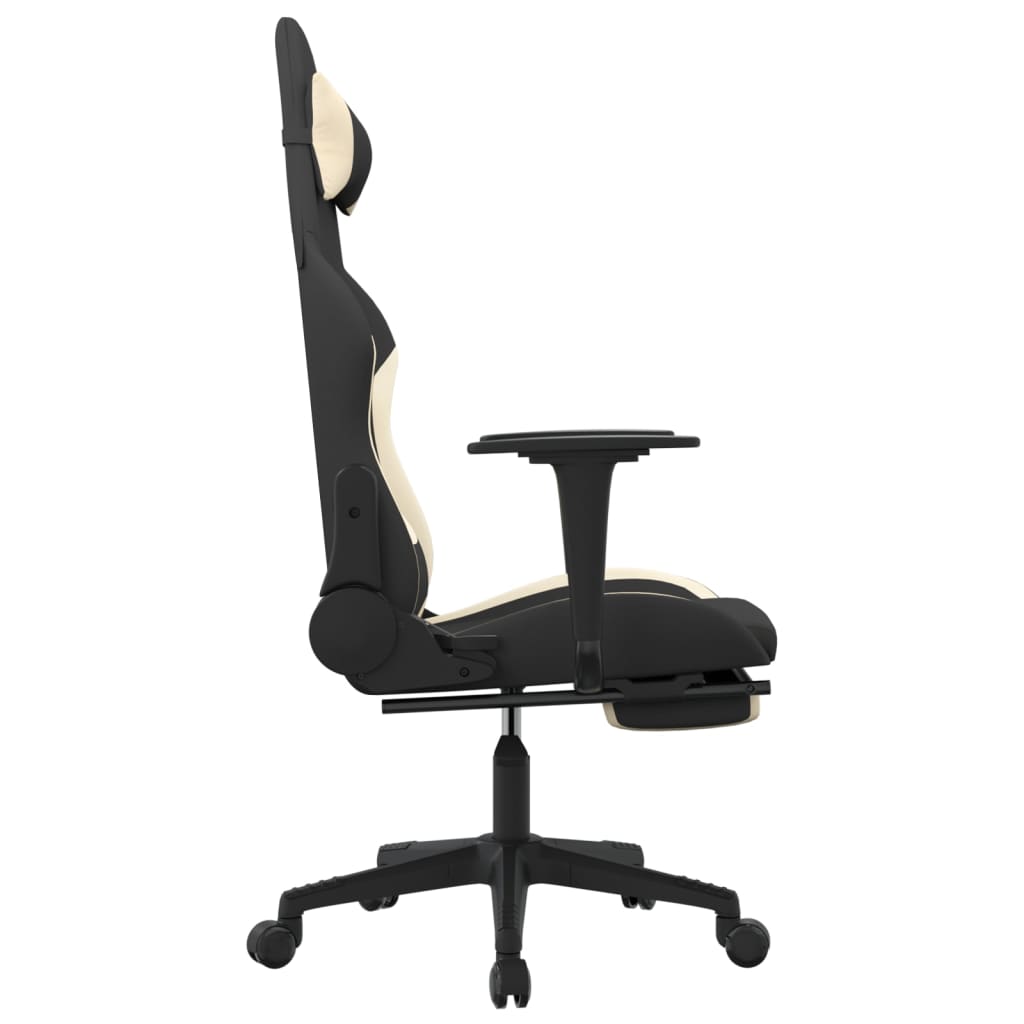 vidaXL Gaming Chair with Footrest Black and Cream Fabric