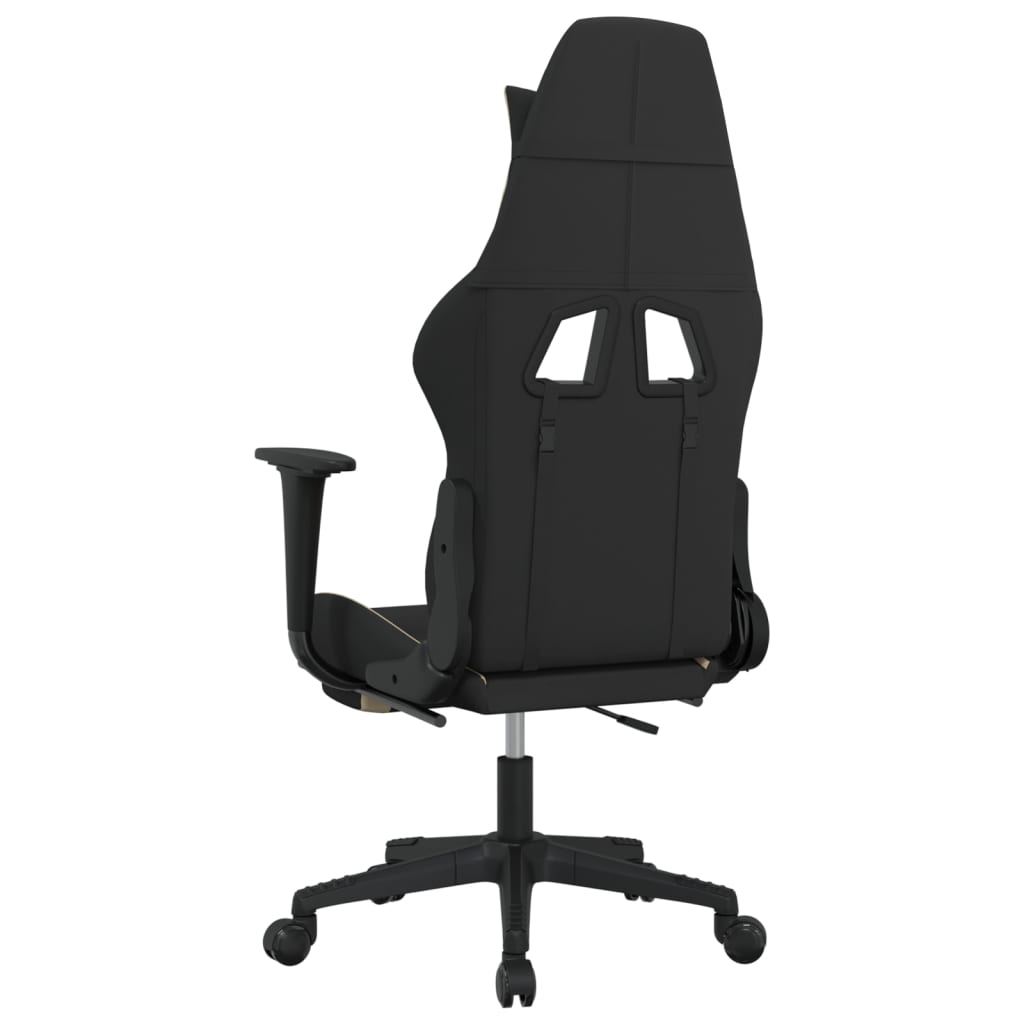 vidaXL Gaming Chair with Footrest Black and Cream Fabric
