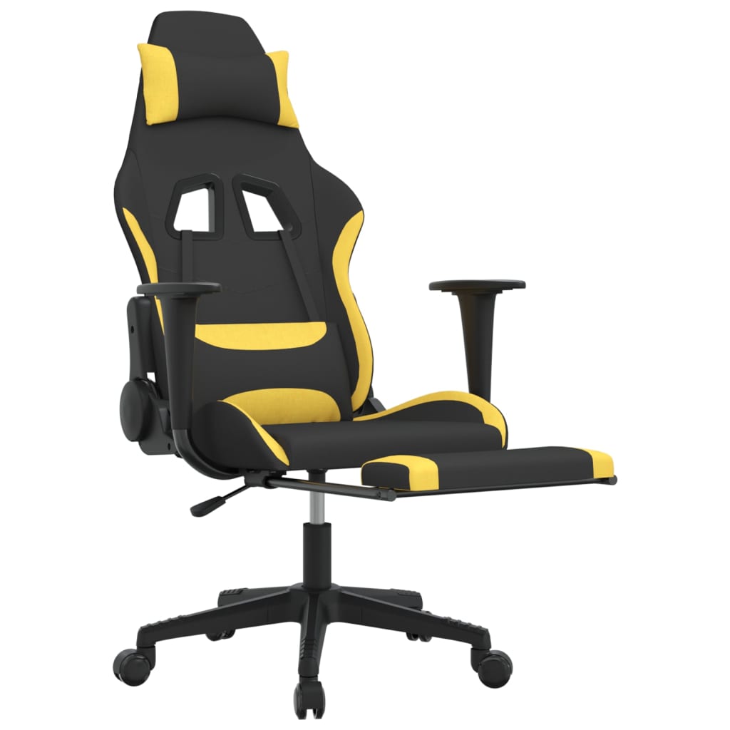 vidaXL Gaming Chair with Footrest Black and Yellow Fabric