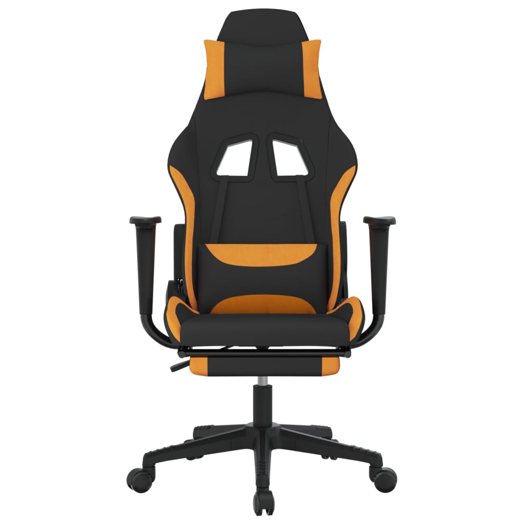 vidaXL Gaming Chair with Footrest Black and Orange Fabric