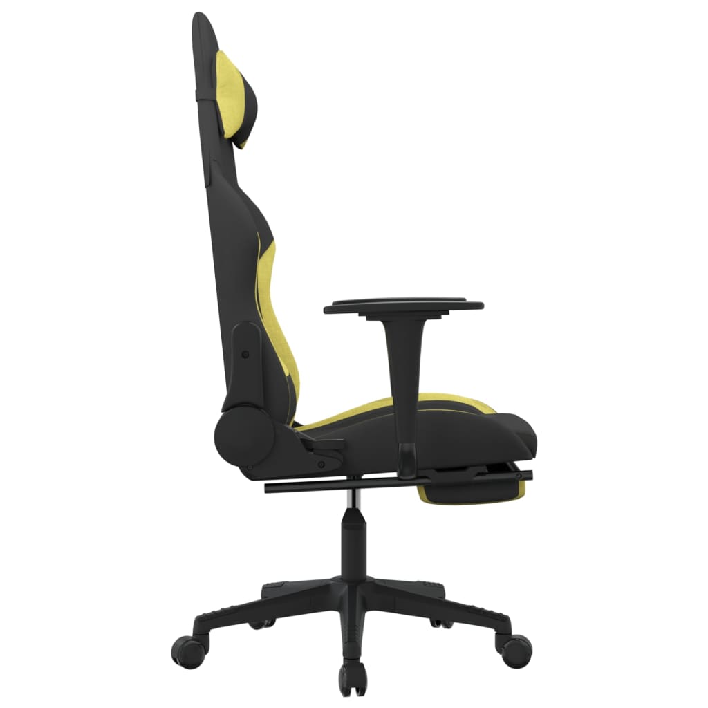 vidaXL Gaming Chair with Footrest Black and Light Green Fabric