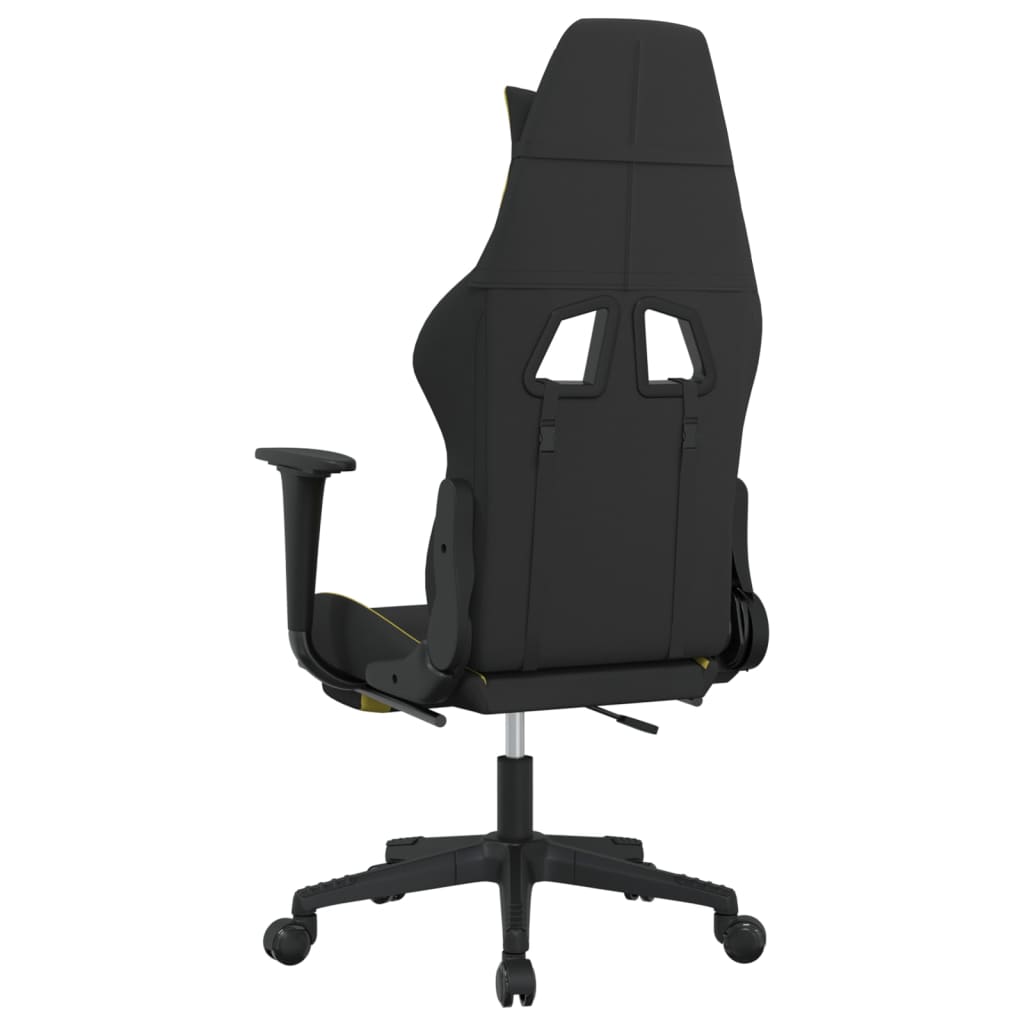 vidaXL Gaming Chair with Footrest Black and Light Green Fabric