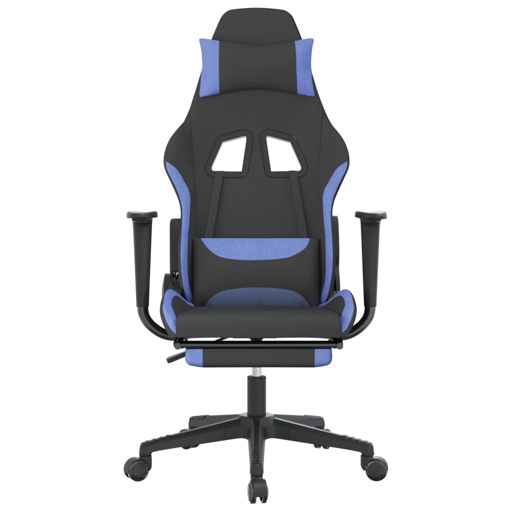 vidaXL Gaming Chair with Footrest Black and Blue Fabric