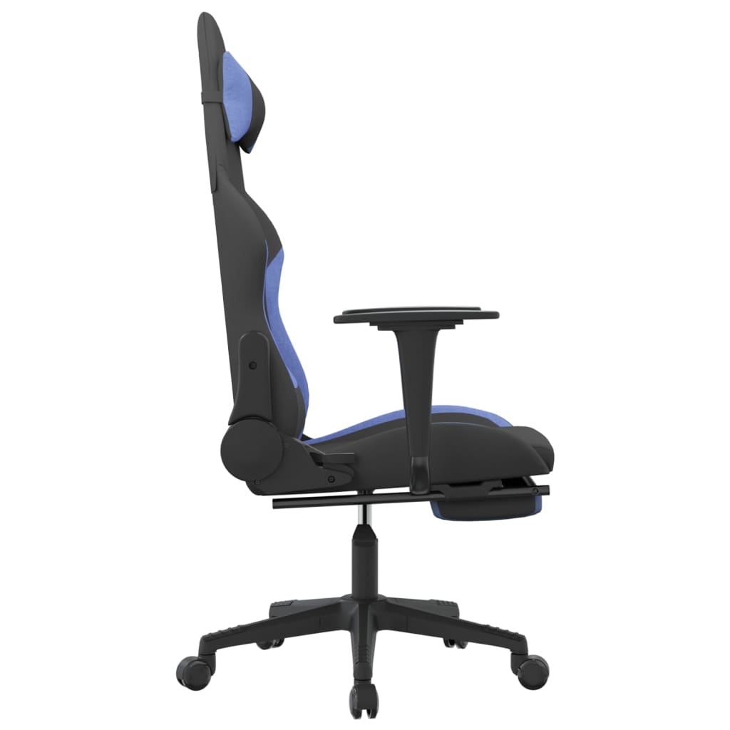 vidaXL Gaming Chair with Footrest Black and Blue Fabric