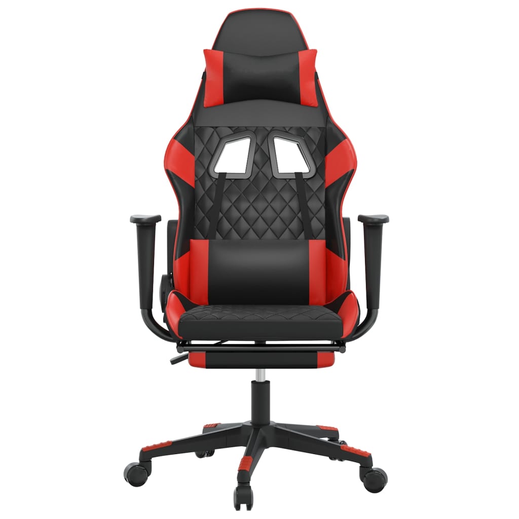 vidaXL Gaming Chair with Footrest Black and Red Faux Leather