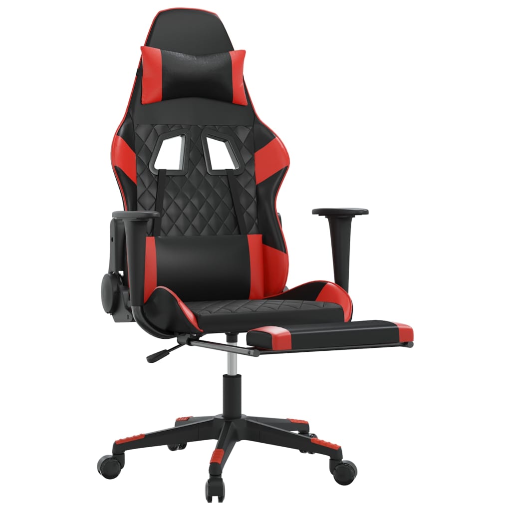 vidaXL Gaming Chair with Footrest Black and Red Faux Leather
