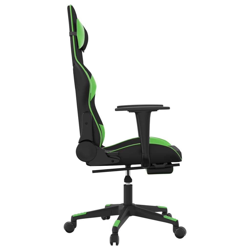 vidaXL Gaming Chair with Footrest Black and Green Faux Leather