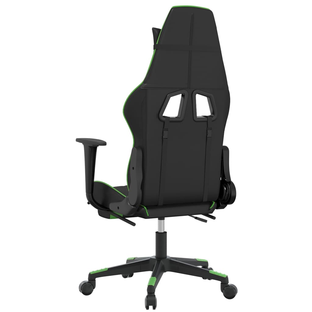 vidaXL Gaming Chair with Footrest Black and Green Faux Leather