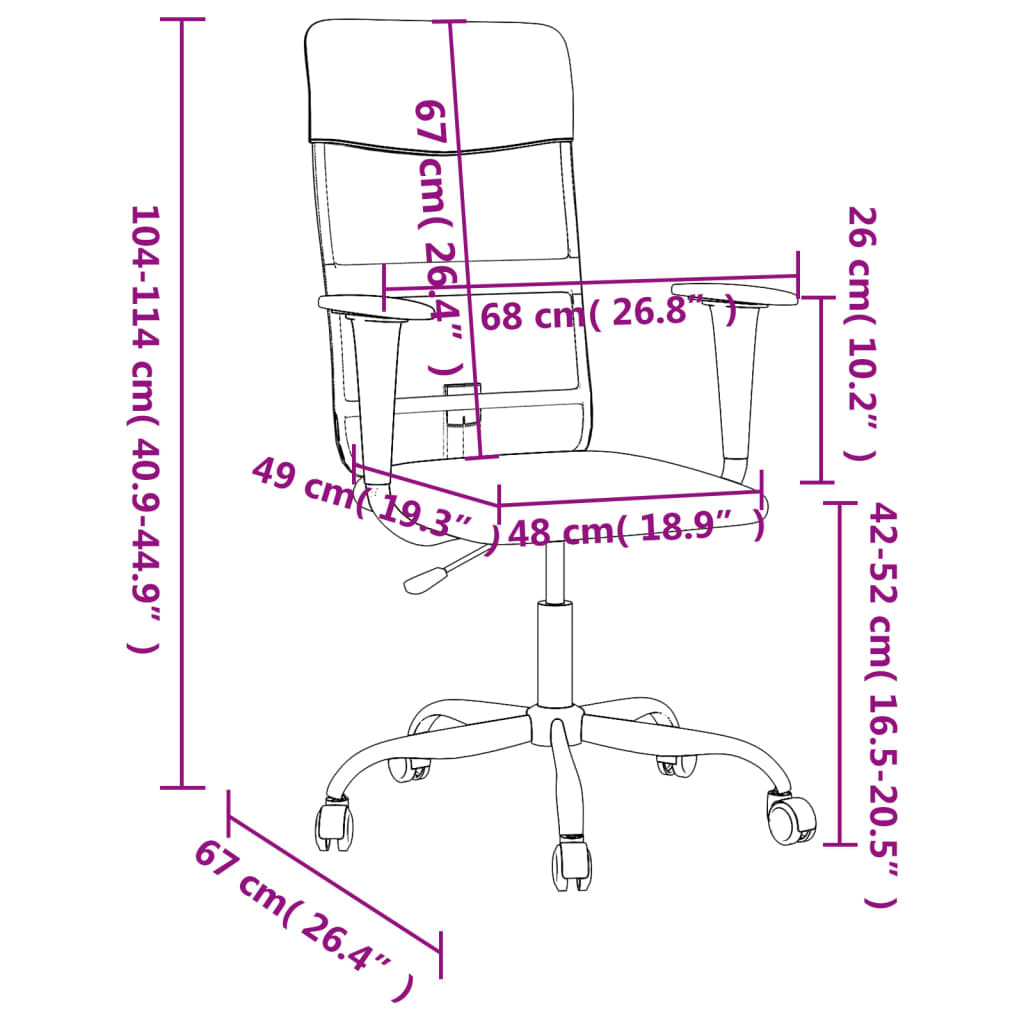 vidaXL Office Chair Rolling Office Computer Desk Chair with Armrest Fabric