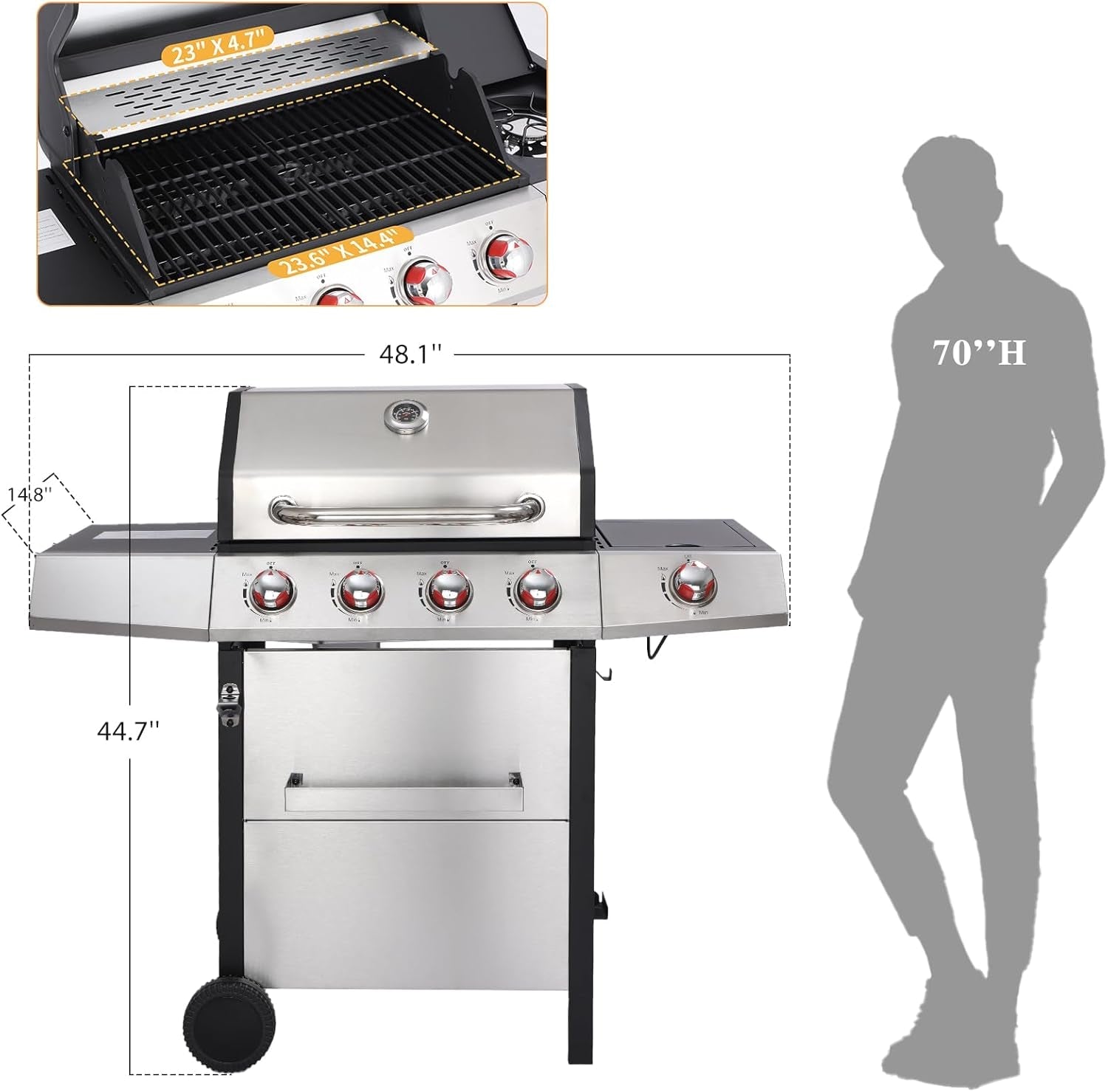 Propane Gas Grill With Side Burner Outdoor Cooking System