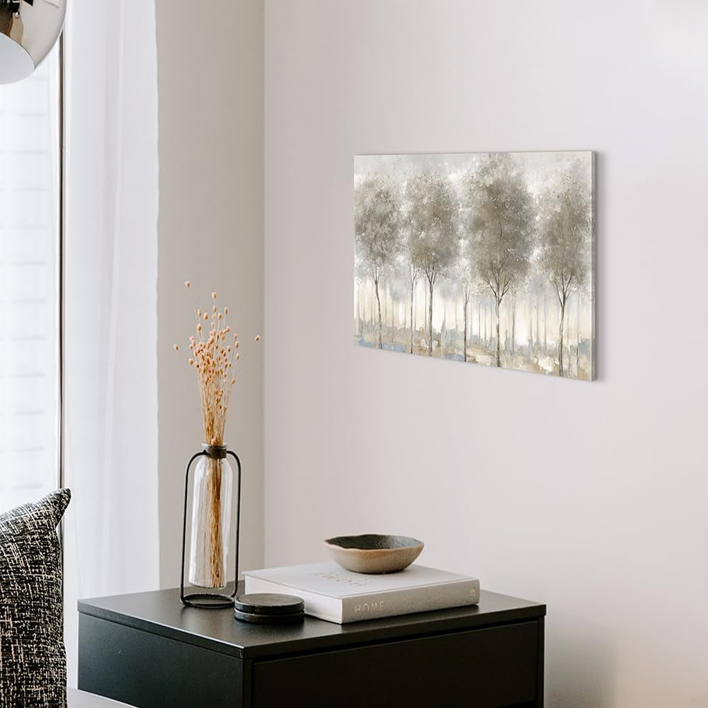 Monochromatic Abstract Forest Tree Canvas Wall Art